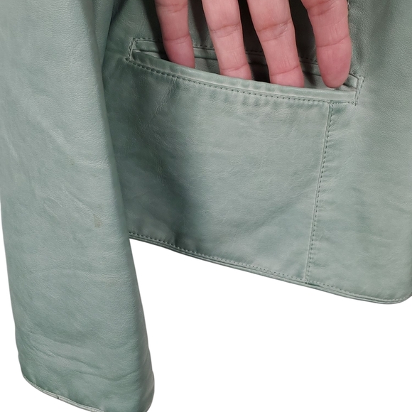 Women's Chico's Vegan Leather Jacket. Green. Chico's Size 2 (12 Or MED conv) - Picture 7 of 15